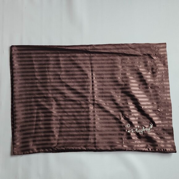 RETRO Playboy Pillowcases Brown Satin LARGE 19.5" x 29" BROWN Stripe Satin - Picture 4 of 7
